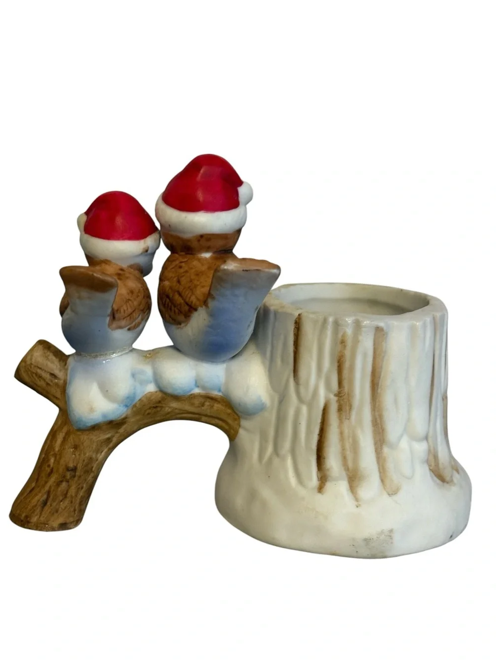 Vintage LeGo Taiwan Festive Birds Candle Holder Votive/Tealight White Multi
